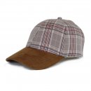 A1879- MENS CHECKED BASEBALL WITH SUEDE EFFECT PEAK