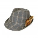 A1883- PK OF 6  MEN'S CHECKED TRILBY WITH FEATHER DETAIL