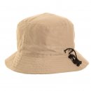 Bulk mens bush hat developed from beige microfibre materials with adjuster and inside pocket
