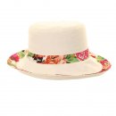 Bulk reversible ladies plain printed hat with floral band-A359