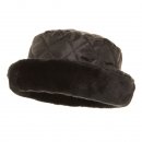 Wholesale ladies black quilted fur trim hat