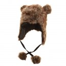 Wholesale brown faux fur peru hat with pom pom and ears