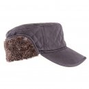 Wholesale black mens quilted cap with fleece ear flaps