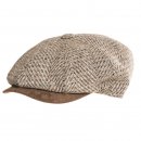 Wholesale 8 panel flat cap with faux suede peak for men