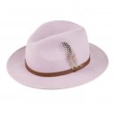 Wholesale light purple wool felt fedora with feather trim