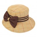 Wholesale wide brim hat with bow in light tweed