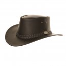 AK60XXXL - BLACK LEATHER AUSIE STYLE HAT / XXX LARGE 62CM