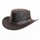 AK69L- BROWN OIL SKIN WAX HAT WITH LEATHER BRAIDED HAT BAND