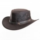 AK69XXL- BROWN OIL SKIN WAX HAT WITH LEATHER BRAIDED HAT