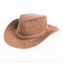 AK72XL- Brown pleated suede with braided hat band in extra large size