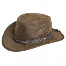 Wholesale olive oil skin wax hat with leather braided hat band in large