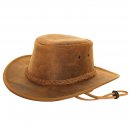 AK91L - TAN LEATHER AUSTRALIAN STYLE HAT / LARGE 59CM