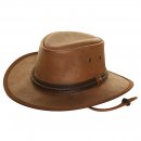 AK93S - BROWN LEATHER AUSTRALIAN STYLE HAT / SMALL 57CM