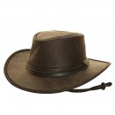 AK94S - BLACK LEATHER AUSTRALIAN STYLE HAT / SMALL 57CM