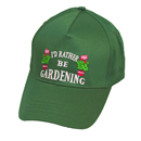 Wholesale baseball cap with novelty 'Gardening' slogan in green