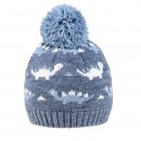 Wholesale baby boys dinosaur knitted bobble hat in blue