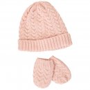 B309- BABIES KNITTED SKI HAT WITH MATCHING MITTENS