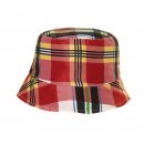 Wholesale red checked boys bucket hat developed from cotton