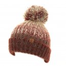 Bulk chunky knitted bobble hat for girls in light pink