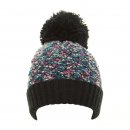 Wholesale girls black bobble hat with popcorn yarn