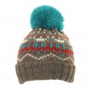 Boys pattern bobble hat with patterned design in grey from wholesale hat supplier SSP Hats