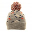 Wholesale bobble hat with rocket ship design in grey