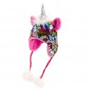 Wholesale kids sequin change unicorn novelty hat with multicoloured scheme