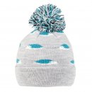 Wholesale kids unisex hedgehog blue and grey printed knitted bobble hat