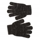 Wholesale girls stretchy black glitter gloves