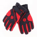 Wholesale ski gloves for children with red and black colour scheme