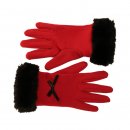 Wholesale ladies faux fur trim gloves in red