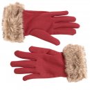 GL1251 - LADIES COLOURED GLOVES WITH FAUX FUR CUFF