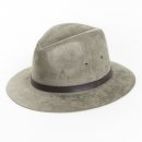 Wholesale unisex grey faux suede fedora with faux leather band