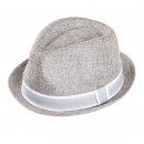 Wholesale grey mens trilby hat with detail band developed from polyester