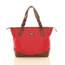 Wholesale red nylon shopper bag with plait handles