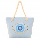 LB99- PK OF 6 BEACH BAG WITH GOLD SHELL/EYE PRINT