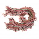 Wholesale ladies gabby pink check and frilly lightweight scarf