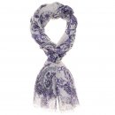 Wholesale blue vintage flower print lightweight scarf