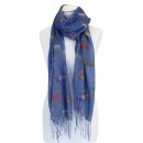 LS153 - PK12 LADIES BLUE/TEAL SAUSAGE DOG PRINT SCARF