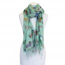 LS154 - PK12 LADIES BLUE/GREEN SAUSAGE DOG PRINT SCARF