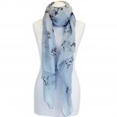 LS158 -PK12 LADIES BLUE/PINK HORSE PRINT SCARF