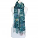 LS161 -PK12 LADIES TEAL/GREY DRAGONFLY REVERSIBLE/TASSEL