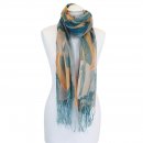 LS163 -PK12 LADIES TEAL/PINK GLITTER TULIP REVERSIBLE SCARF