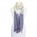 LS168 -PK12 LADIES BLUE/MUSTARD SPOT SCARF