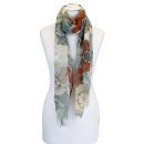 LS170 -PK12 LADIES BLUE/ORANGE FLOWER PRINTS SCARF