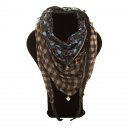 Wholesale black flower and checked triangle lightweight scarf