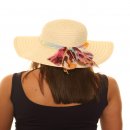 Wholesale natural straw hat with chiffon band on model