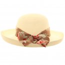 Wholesale ladies straw hat with crushable brim with red floral scarf band