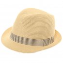 Wholesale unisex crushable straw trilby with black striped band