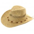 Wholesale unisex straw cowboy hat with bead band